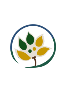 Logotipo que simbolizia várias folhas que, juntas, formam uma patinha de um animal.