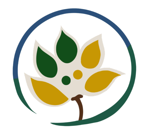 Logotipo que simbolizia várias folhas que, juntas, formam uma patinha de um animal.